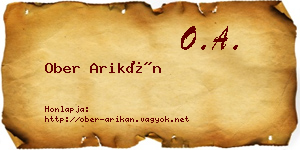 Ober Arikán névjegykártya
